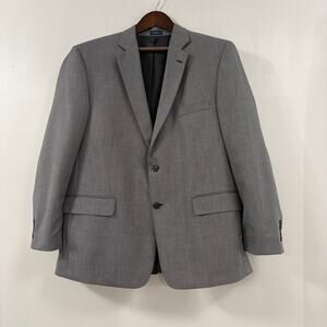 Stafford Essentials Mens 46R Gray Microcheck Blazer Sport Coat Classic Fit 2...